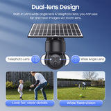 6MP Dual Lens Super HD 4G Celullar Security PTZ Camera With Solar Panel And Flood Light Color Night Version PIR Motion Detection WiFi Battery Cam