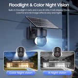 6MP Dual Lens Super HD 4G Celullar Security PTZ Camera With Solar Panel And Flood Light Color Night Version PIR Motion Detection WiFi Battery Cam