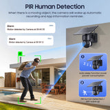 6MP Dual Lens Super HD 4G Celullar Security PTZ Camera With Solar Panel And Flood Light Color Night Version PIR Motion Detection WiFi Battery Cam