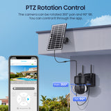 6MP Dual Lens Super HD 4G Celullar Security PTZ Camera With Solar Panel And Flood Light Color Night Version PIR Motion Detection WiFi Battery Cam