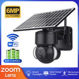 6MP Dual Lens Super HD 4G Celullar Security PTZ Camera With Solar Panel And Flood Light Color Night Version PIR Motion Detection WiFi Battery Cam